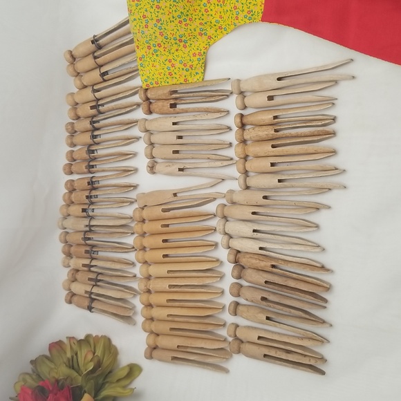 Vintage Clothespin Dress Bag w/ Wooden Clothespins - Picture 6 of 13